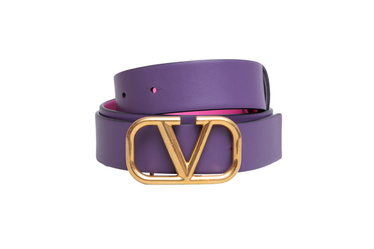VALENTINO BELT V-LOGO REVERSIBLE PURPLE/PINK
