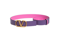 VALENTINO BELT V-LOGO REVERSIBLE PURPLE/PINK