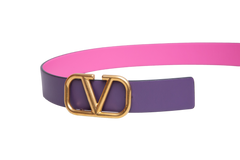 VALENTINO BELT V-LOGO REVERSIBLE PURPLE/PINK