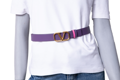 VALENTINO BELT V-LOGO REVERSIBLE PURPLE/PINK
