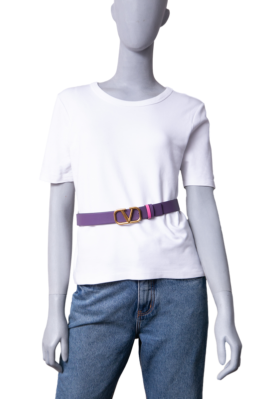 VALENTINO BELT V-LOGO REVERSIBLE PURPLE/PINK
