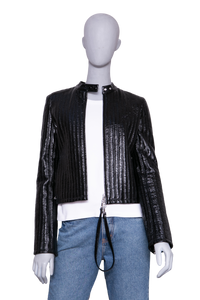 COURRÈGES CITY STRIPED VINYL BIKER BLACK