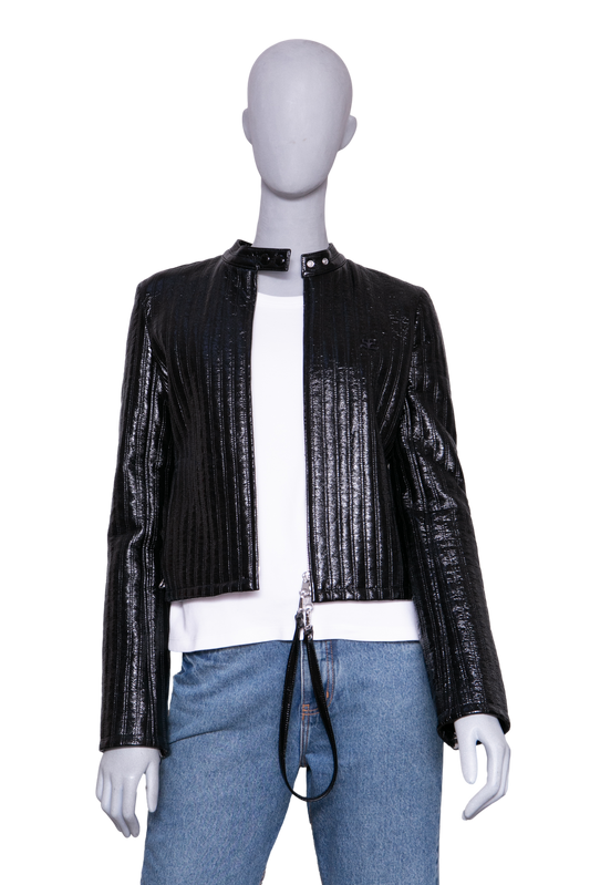 COURRÈGES CITY STRIPED VINYL BIKER BLACK