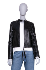 COURRÈGES CITY STRIPED VINYL BIKER BLACK