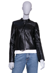 COURRÈGES CITY STRIPED VINYL BIKER BLACK