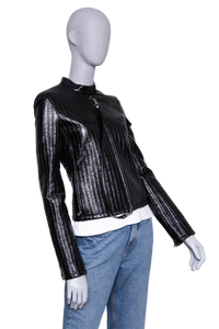 COURRÈGES CITY STRIPED VINYL BIKER BLACK