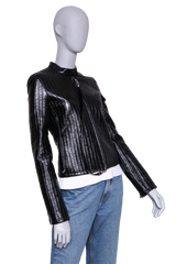 COURRÈGES CITY STRIPED VINYL BIKER BLACK