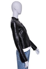COURRÈGES CITY STRIPED VINYL BIKER BLACK