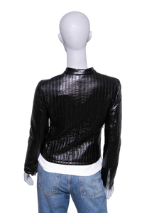 COURRÈGES CITY STRIPED VINYL BIKER BLACK