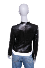 COURRÈGES CITY STRIPED VINYL BIKER BLACK
