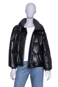 BRUNELLO CUCINELLI JACKET PUFFER LEATHER BLACK