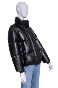 BRUNELLO CUCINELLI JACKET PUFFER LEATHER BLACK