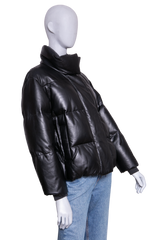 BRUNELLO CUCINELLI JACKET PUFFER LEATHER BLACK