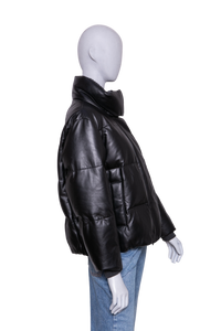 BRUNELLO CUCINELLI JACKET PUFFER LEATHER BLACK