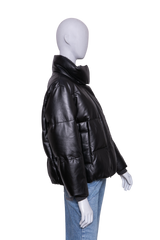 BRUNELLO CUCINELLI JACKET PUFFER LEATHER BLACK