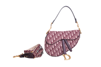 DIOR SADDLE OBLIQUE MEDIUM CANVAS WINE