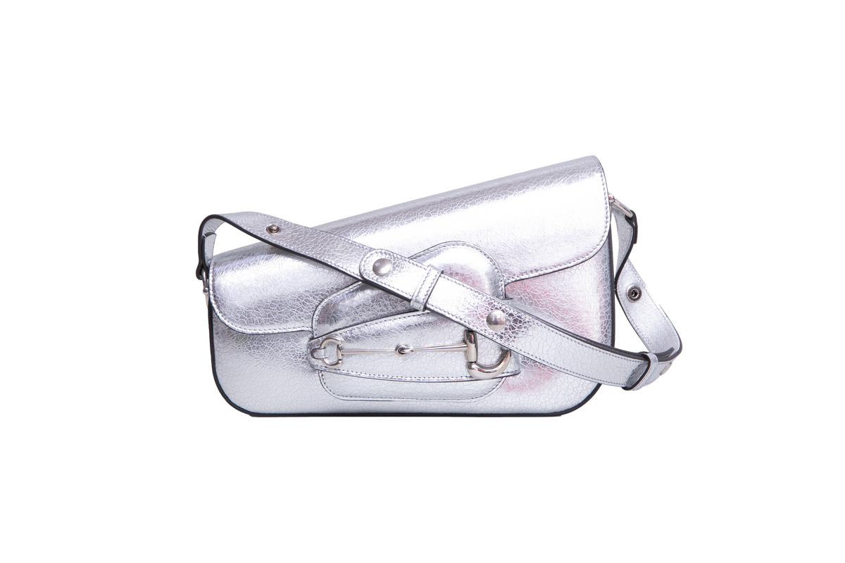 GUCCI HORSEBIT ASYMMETRIC SMALL METALLIC SILVER