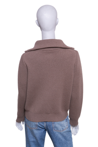 BOTTEGA VENETA BROWN COMPACT WOOL CARDIGAN GOLD HDWR