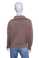 BOTTEGA VENETA BROWN COMPACT WOOL CARDIGAN GOLD HDWR