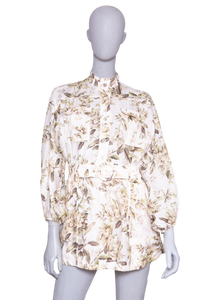 ZIMMERMANN PLAYSUIT FLORAL PRINT LINEN