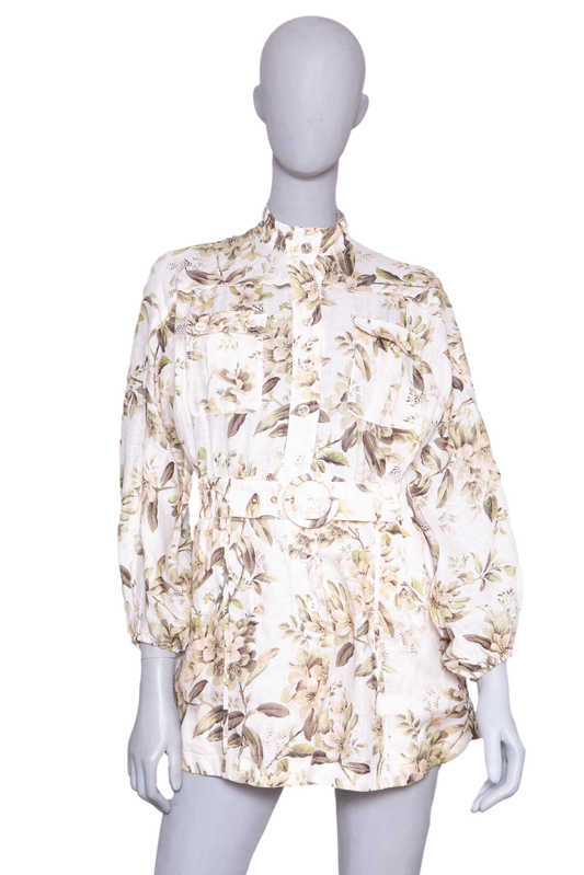 ZIMMERMANN PLAYSUIT FLORAL PRINT LINEN