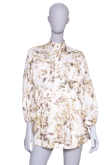ZIMMERMANN PLAYSUIT FLORAL PRINT LINEN