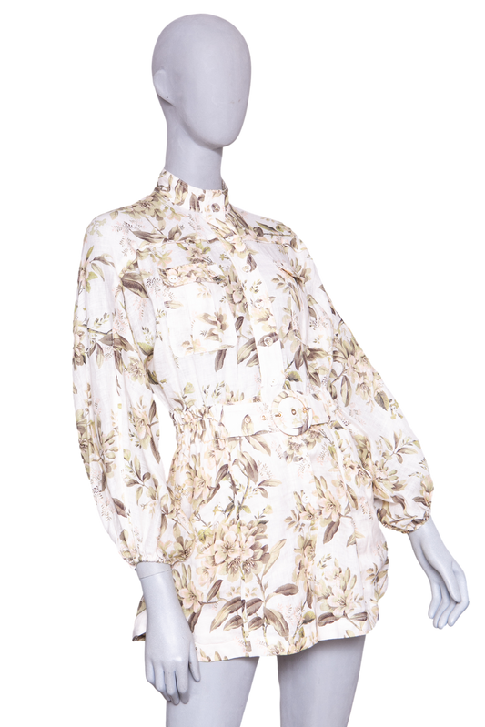 ZIMMERMANN PLAYSUIT FLORAL PRINT LINEN