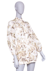 ZIMMERMANN PLAYSUIT FLORAL PRINT LINEN