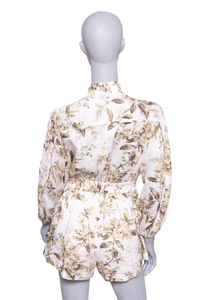 ZIMMERMANN PLAYSUIT FLORAL PRINT LINEN