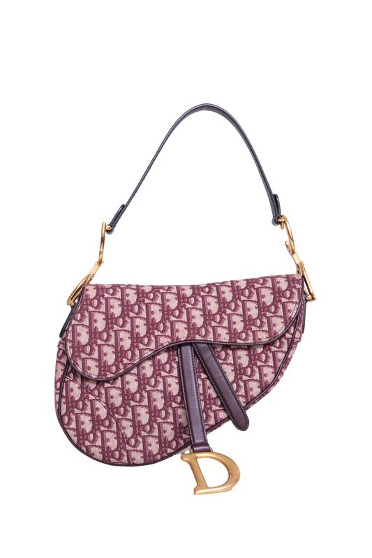 DIOR SADDLE OBLIQUE MEDIUM CANVAS WINE