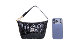 MIU MIU SPIRIT CIRÉ QUILTED PATENT BLACK