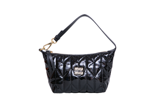 MIU MIU SPIRIT CIRÉ QUILTED PATENT BLACK