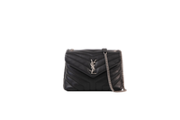 YSL LOULOU CHEVRON BLACK HARDWARE SILVER