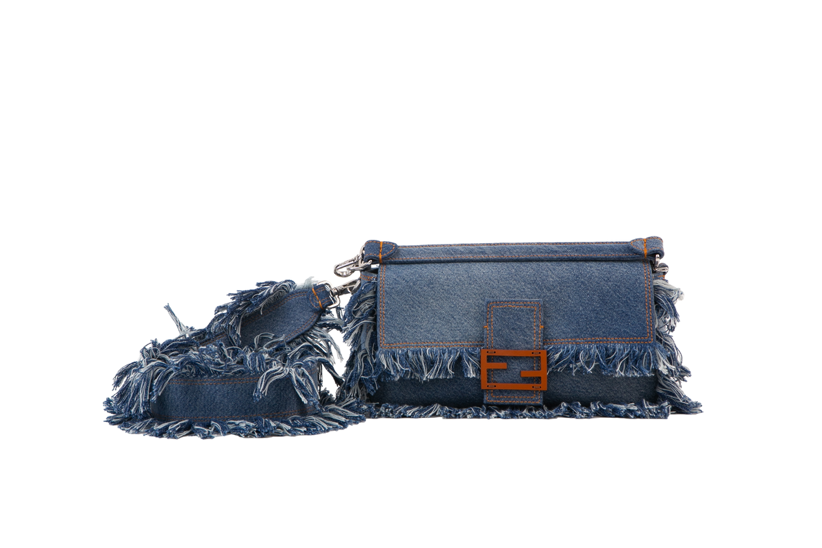 FENDI BAGUETTE DENIM FRINGE