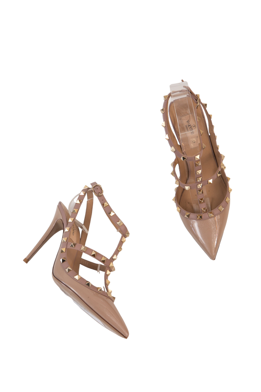 VALENTINO SALTO ROCKSTUD VERNIZ NUDE