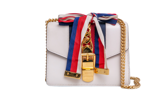 GUCCI SYLVIE SMALL WEB LEATHER WHITE