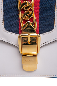 GUCCI SYLVIE SMALL WEB LEATHER WHITE