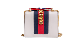 GUCCI SYLVIE SMALL WEB LEATHER WHITE