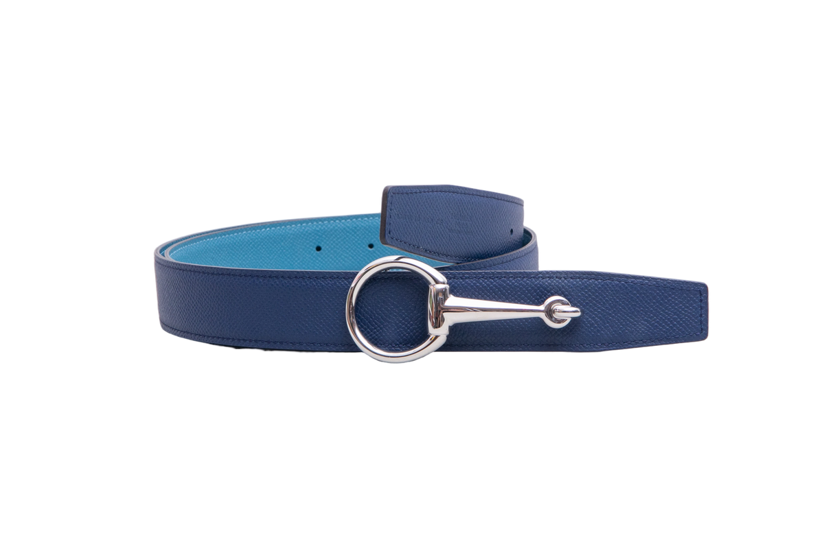 HERMÈS BELT BUCKLE CASAQUE & REVERSIBLE NEW BLEU JEAN/BLEU NAVY