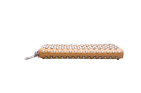 PRADA WALLET CONTINENTAL STUDDED ZIP AROUND CAMEL