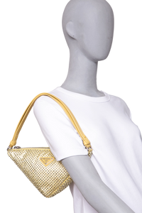 PRADA TRIANGLE YELLOW SATIN RHINESTONE STUDDED
