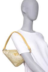 PRADA TRIANGLE YELLOW SATIN RHINESTONE STUDDED