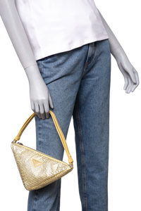 PRADA TRIANGLE YELLOW SATIN RHINESTONE STUDDED