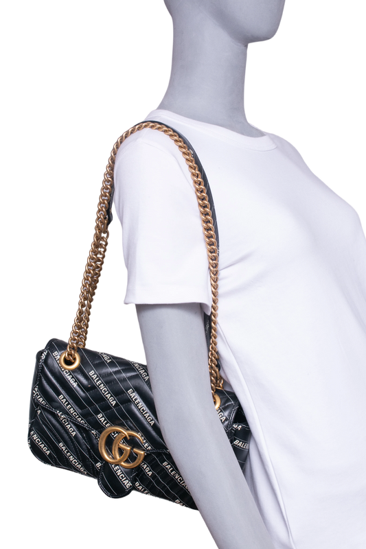 GUCCI X BALENCIAGA THE HACKER PROJECT GG MARMONT BLACK SMALL