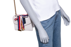 GUCCI SYLVIE SMALL WEB LEATHER WHITE