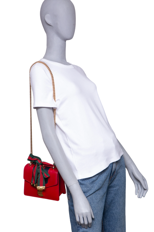 GUCCI SYLVIE SMALL WEB LEATHER RED