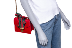 GUCCI SYLVIE SMALL WEB LEATHER RED