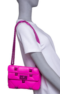 VALENTINO ROMAN STUD SMALL TOP HANDLE PINK