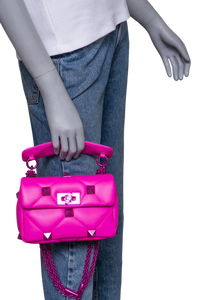 VALENTINO ROMAN STUD SMALL TOP HANDLE PINK