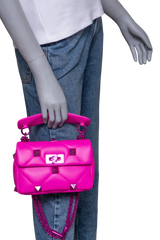 VALENTINO ROMAN STUD SMALL TOP HANDLE PINK